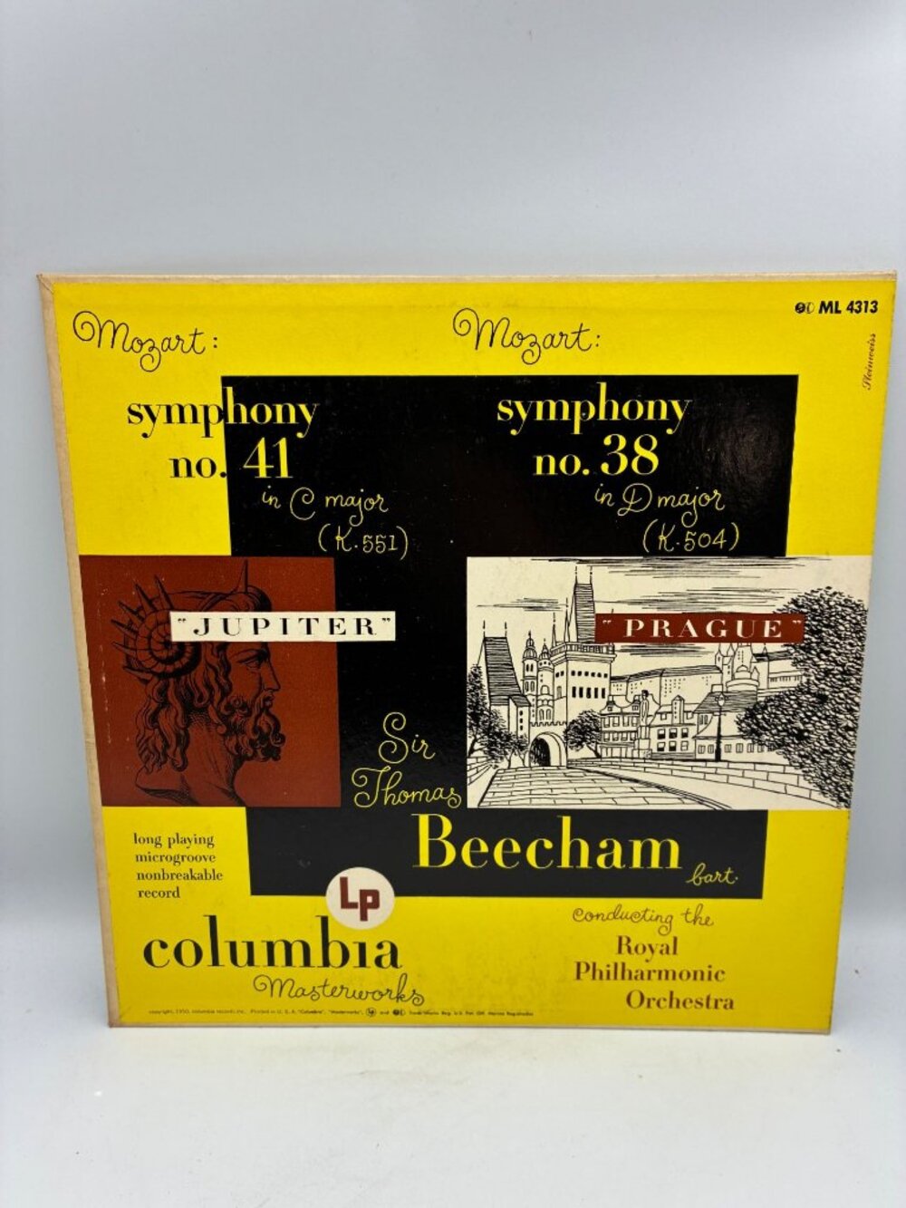 Mozart Symphony No. 41 Jupiter/Symphony No 38 Prague LP Sir Thomas Beecham 1956